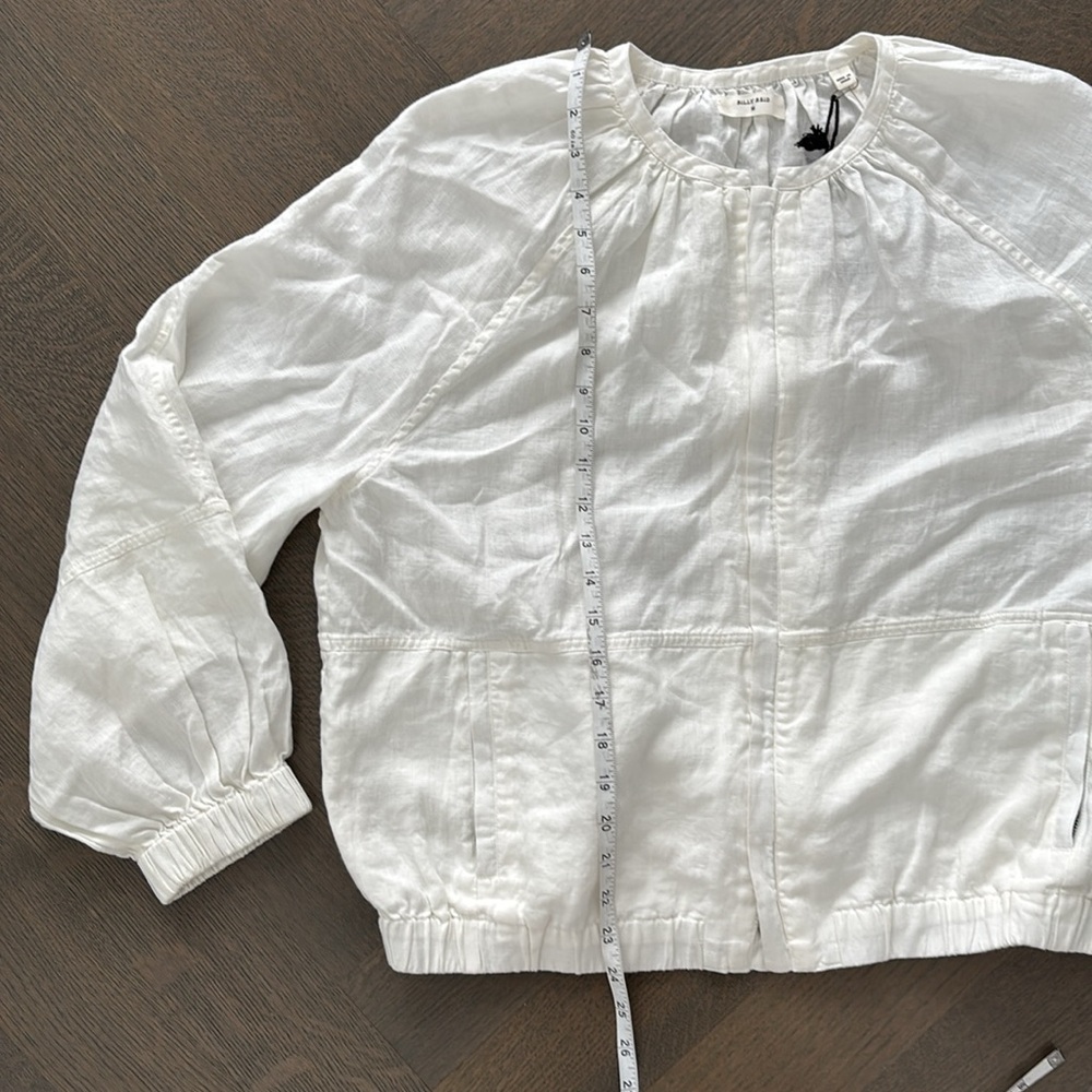 Billy Reid White linen feminine bomber Jacket - Picture 11 of 11